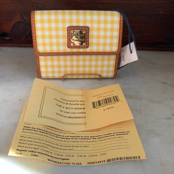 Dooney & Bourke Handbags - NWT Dooney & Bourke Small Yellow Gingham Wallet